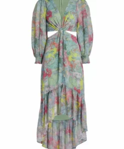 Alice + Olivia Katia Printed High-Low Midi-Dress