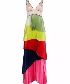 Alice + Olivia Maisie Layered Pleat Maxi Dress