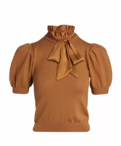 Alice + Olivia Chase Puff-SleeveTop Black