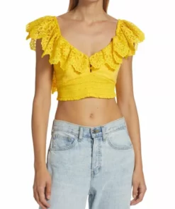 Alice + Olivia Bleeker Ruffled Lace Crop Top -Alice + Olivia Sales unnamed file 1115