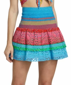 Alice + Olivia Bethie Smocked Cotton Tiered Mini Skirt -Alice + Olivia Sales unnamed file 1122