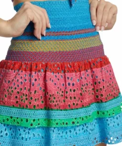 Alice + Olivia Bethie Smocked Cotton Tiered Mini Skirt -Alice + Olivia Sales unnamed file 1125