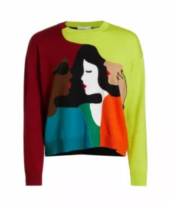 Alice + Olivia Gleeson Colorblocked Bead-Embellished Sweater