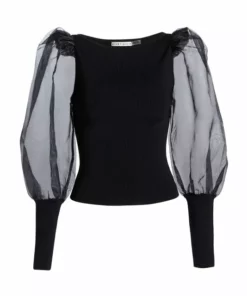 Alice + Olivia Abella Puff-Sleeve Blouse