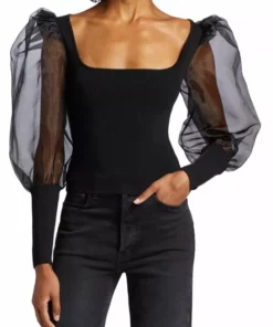 Alice + Olivia Abella Puff-Sleeve Top -Alice + Olivia Sales unnamed file 122