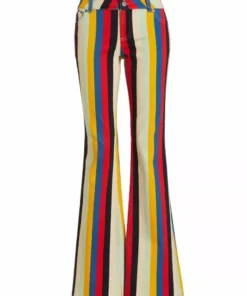 Alice + Olivia Stacey Striped Mid-Rise Bell Bottom Pants