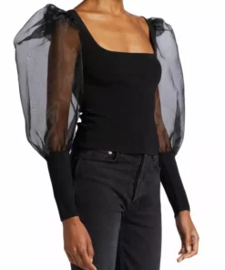 Alice + Olivia Abella Puff-Sleeve Top -Alice + Olivia Sales unnamed file 123