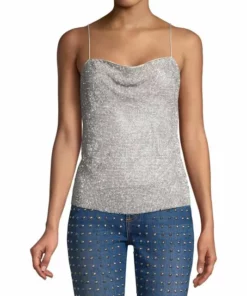 Alice + Olivia Harmon Crystal Drapey Slip Tank Top