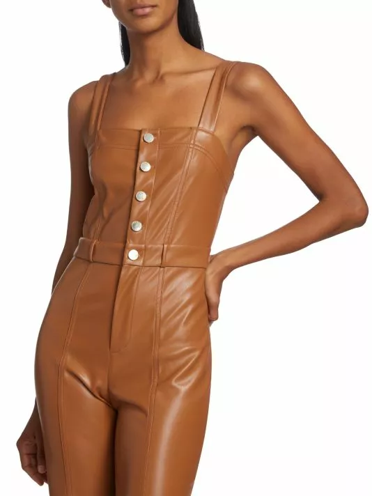 Alice + Olivia Linette Vegan Leather Jumpsuit 6 Alice + Olivia Linette Vegan Leather Jumpsuit - Image 6