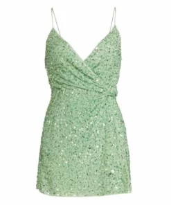 Alice + Olivia Celestine Embellished Wrap Minidress