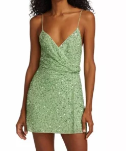 Alice + Olivia Celestine Embellished Wrap Minidress -Alice + Olivia Sales unnamed file 1254