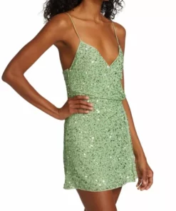 Alice + Olivia Celestine Embellished Wrap Minidress -Alice + Olivia Sales unnamed file 1255