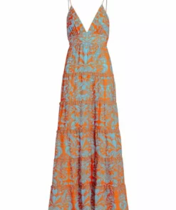 Alice + Olivia Karolina Plunge V-Neck Cutout Maxi Dress