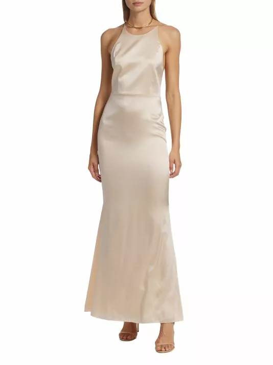 Alice + Olivia Samia Stretch-Silk Fishtail Gown 2 Alice + Olivia Samia Stretch-Silk Fishtail Gown - Image 2