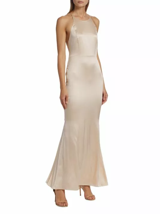 Alice + Olivia Samia Stretch-Silk Fishtail Gown 3 Alice + Olivia Samia Stretch-Silk Fishtail Gown - Image 3