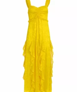 Alice + Olivia Empire-Waist Jacquard Godet Dress