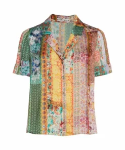 Alice + Olivia Kahlo Printed Button-Front Top