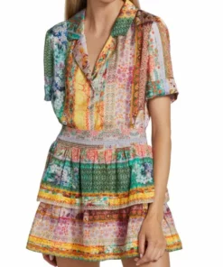 Alice + Olivia Kahlo Printed Button-Front Top -Alice + Olivia Sales unnamed file 1415