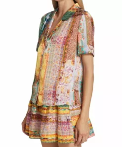 Alice + Olivia Kahlo Printed Button-Front Top -Alice + Olivia Sales unnamed file 1416