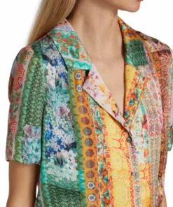 Alice + Olivia Kahlo Printed Button-Front Top -Alice + Olivia Sales unnamed file 1418
