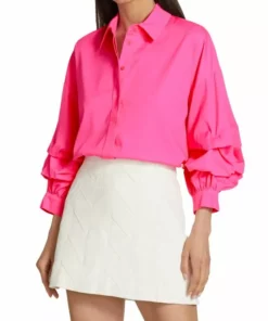 Alice + Olivia Edyth Gathered-Sleeve Shirt -Alice + Olivia Sales unnamed file 1475