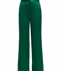 Alice + Olivia Dylan High-Waist Pintuck Trousers Black