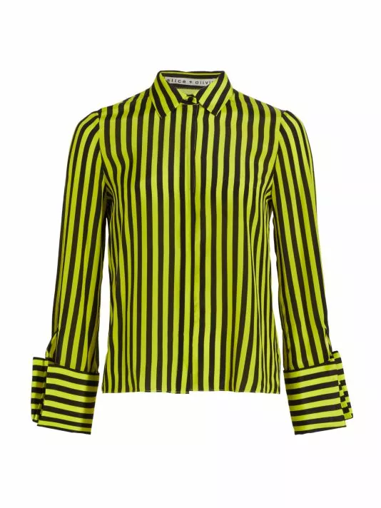 Alice + Olivia Willa Striped Silk Blouse 1 Alice + Olivia Willa Striped Silk Blouse