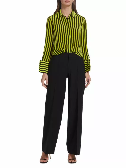 Alice + Olivia Willa Striped Silk Blouse 2 Alice + Olivia Willa Striped Silk Blouse - Image 2