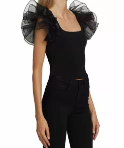 Alice + Olivia Merida Ruffle-Sleeve Crop Top -Alice + Olivia Sales unnamed file 1530