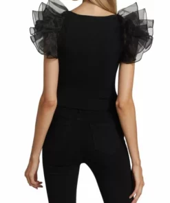 Alice + Olivia Merida Ruffle-Sleeve Crop Top -Alice + Olivia Sales unnamed file 1531