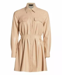 Alice + Olivia Malina Vegan Leather Shirtdress Almond -Alice + Olivia Sales unnamed file 1536