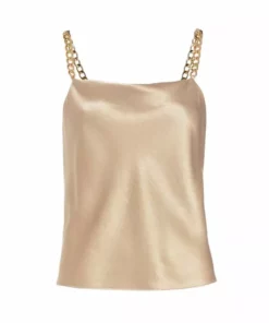 Alice + Olivia Harmon Chain-Strap Satin Tank