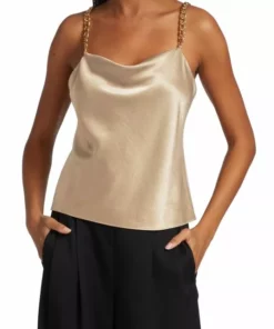 Alice + Olivia Harmon Chain-Strap Satin Tank -Alice + Olivia Sales unnamed file 1544