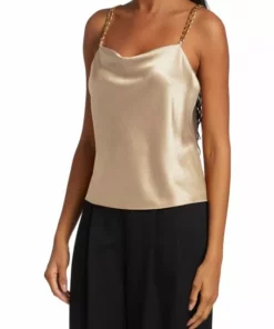 Alice + Olivia Harmon Chain-Strap Satin Tank -Alice + Olivia Sales unnamed file 1545