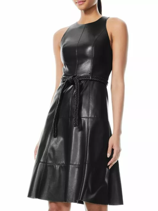 Alice + Olivia Leandra Vegan Leather Midi-Dress 5 Alice + Olivia Leandra Vegan Leather Midi-Dress - Image 5