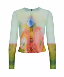 Alice + Olivia X Kidsuper Delaina Printed Mesh Crop Top