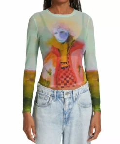 Alice + Olivia X Kidsuper Delaina Printed Mesh Crop Top -Alice + Olivia Sales unnamed file 1571