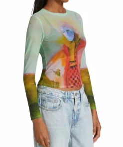 Alice + Olivia X Kidsuper Delaina Printed Mesh Crop Top -Alice + Olivia Sales unnamed file 1572