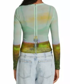 Alice + Olivia X Kidsuper Delaina Printed Mesh Crop Top -Alice + Olivia Sales unnamed file 1573