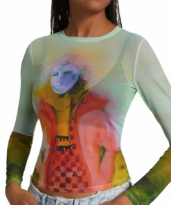 Alice + Olivia X Kidsuper Delaina Printed Mesh Crop Top -Alice + Olivia Sales unnamed file 1574