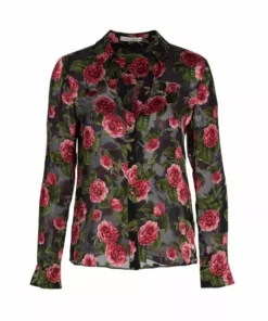 Alice + Olivia Eloise Silk-Blend Floral Blouse