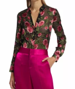 Alice + Olivia Eloise Silk-Blend Floral Blouse -Alice + Olivia Sales unnamed file 1609