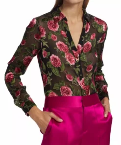 Alice + Olivia Eloise Silk-Blend Floral Blouse -Alice + Olivia Sales unnamed file 1612