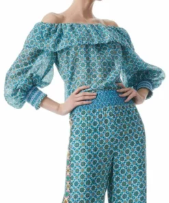 Alice + Olivia Alta Ruffled Silk-Blend Blouse -Alice + Olivia Sales unnamed file 1617