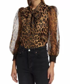 Alice + Olivia Brentley Leopard-Print Tie-Neck Blouse -Alice + Olivia Sales unnamed file 1630