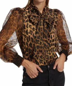 Alice + Olivia Brentley Leopard-Print Tie-Neck Blouse -Alice + Olivia Sales unnamed file 1633