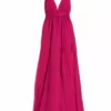 Alice + Olivia Carisa Belted V-Neck Ball Gown Rose