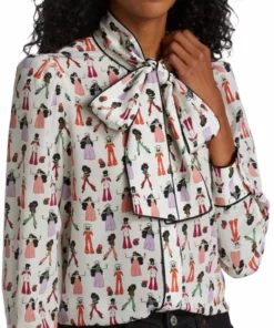 Alice + Olivia Jeannie Tieneck Silk Blouse -Alice + Olivia Sales unnamed file 1693