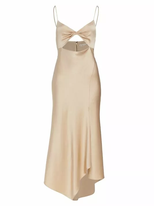 Alice + Olivia Harmony Twist Asymmetric Midi-Dress Black 4 Alice + Olivia Harmony Twist Asymmetric Midi-Dress Black - Image 4