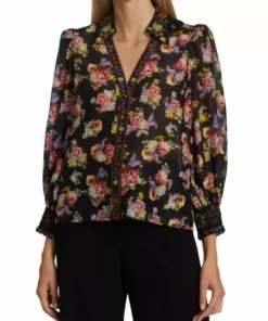 Alice + Olivia Cosima Smocked Blouse -Alice + Olivia Sales unnamed file 1729